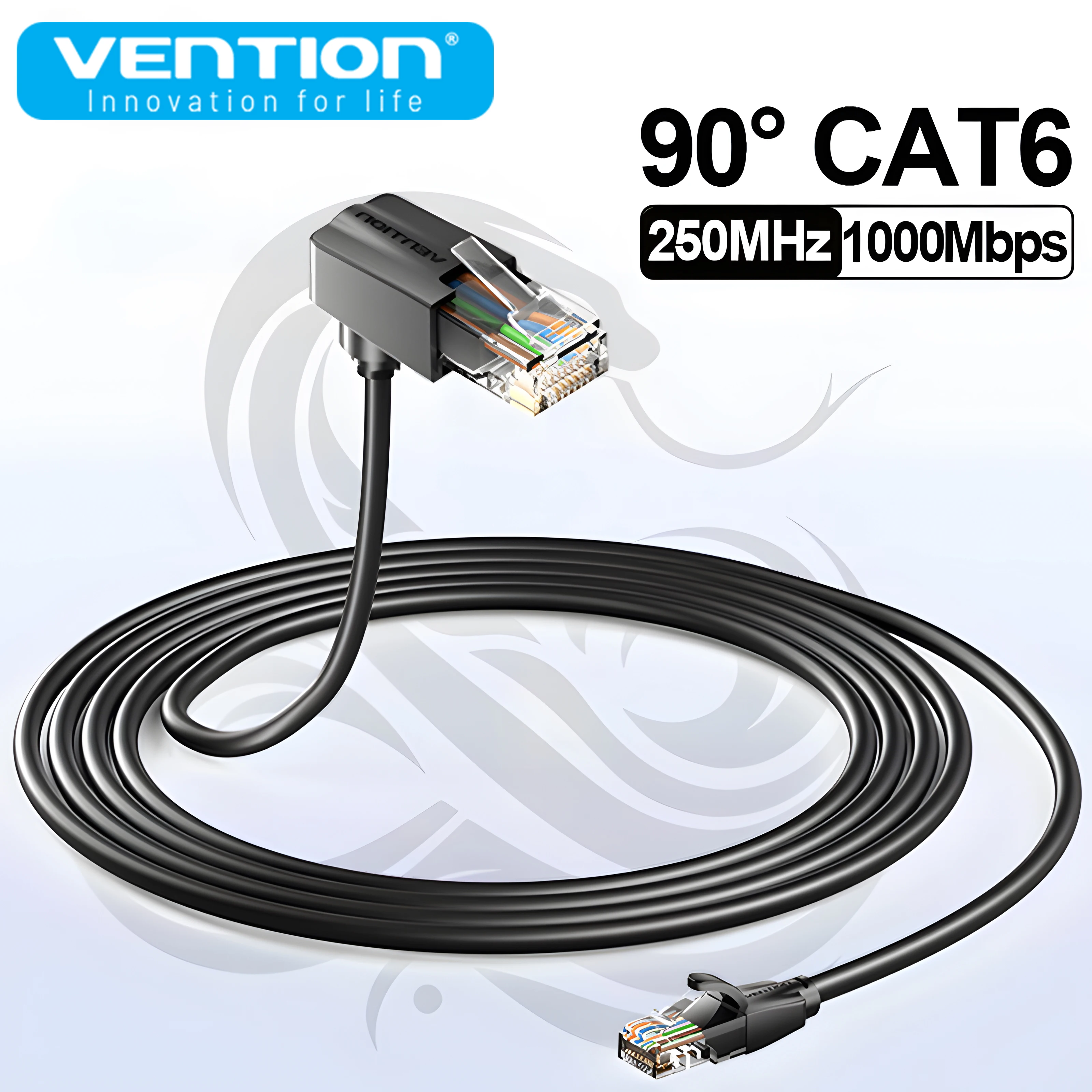 Premium 90-Degree CAT6 Ethernet Cable UTP - 1000Mbps High-Speed Networking Cord