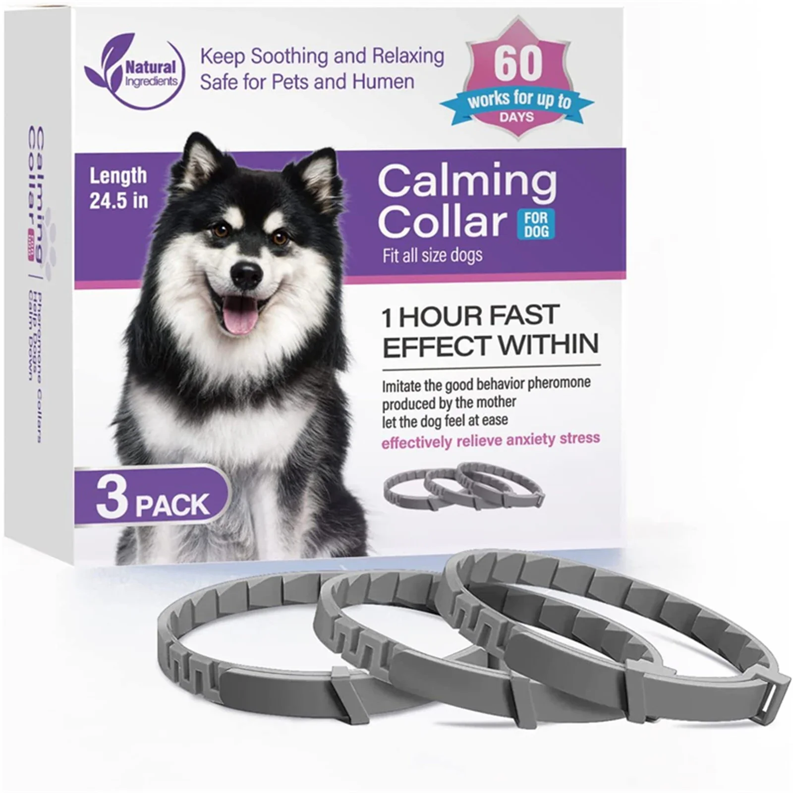 3Pc Dog 72cm Grey