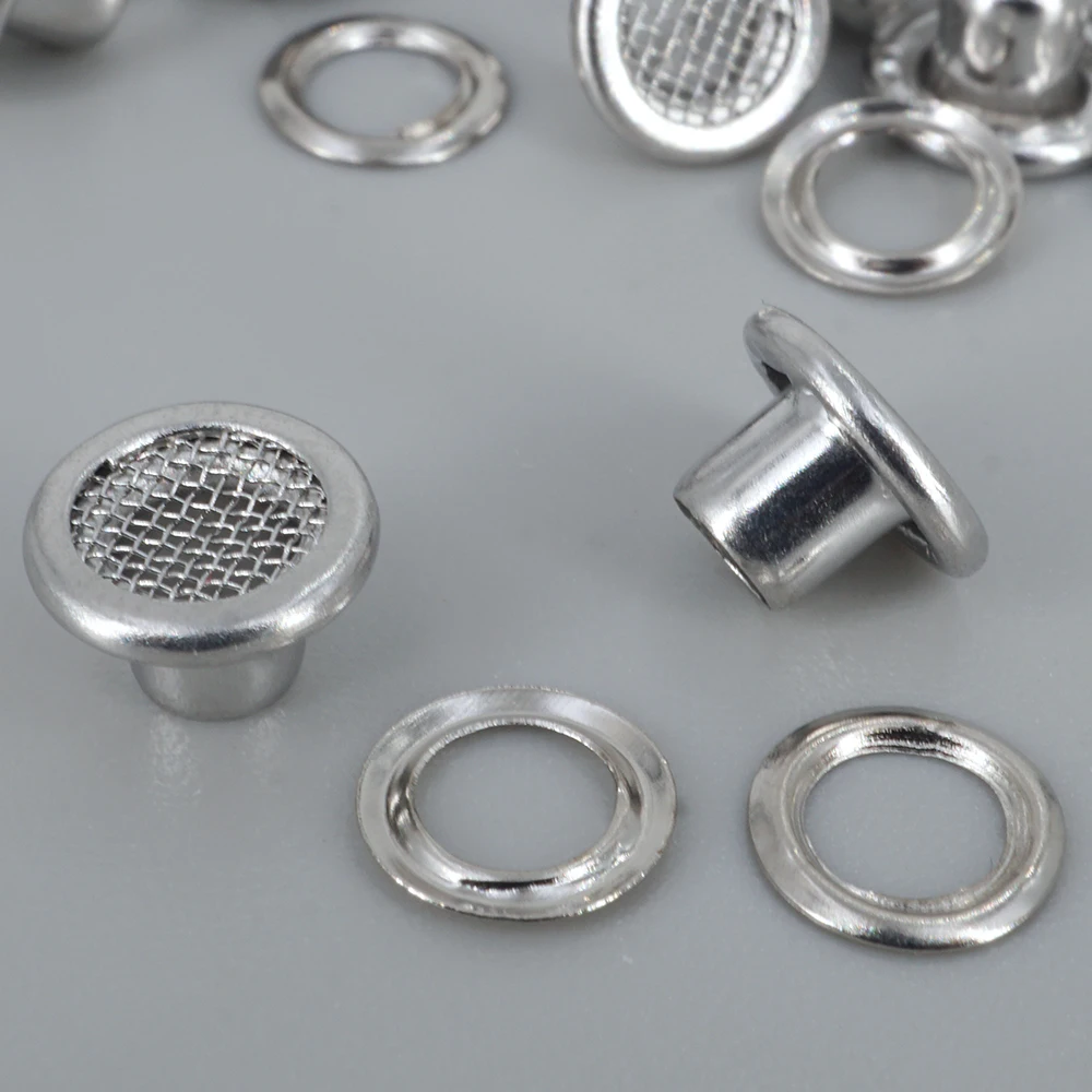 Silver Mesh Eyelet Round Grommet Brass Material (8mm * 4mm * 5mm-Outer diameter Inner diameter Height)