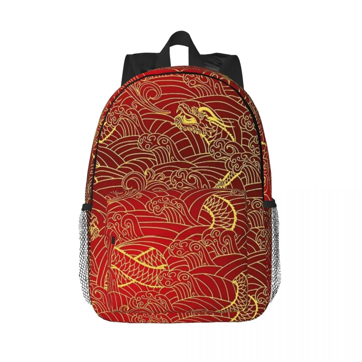 

Gold Dragon Pattern Backpacks Teenager Bookbag Fashion Children School Bags Laptop Rucksack Shoulder Bag Large Capacity