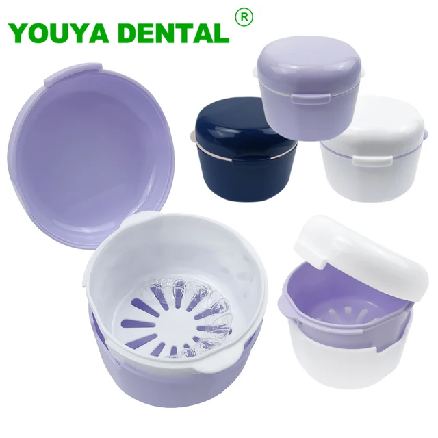 Orthodontic Retainer Braces Storage Box Soaking Invisible Teeth Denture Cleaning Case Double Layer Hollow Drain Dental Organizer 1