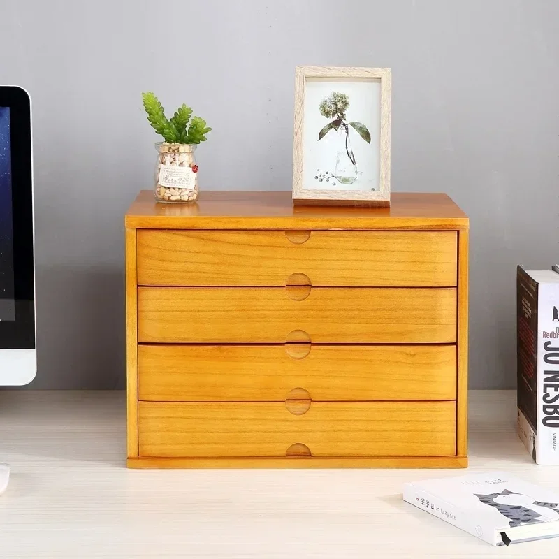 Desktop Storage Box &ndash; Wooden Drawer Organizer, Lipstick and File Storage, Desk Cabinet, Monitor Stand Increase Rack