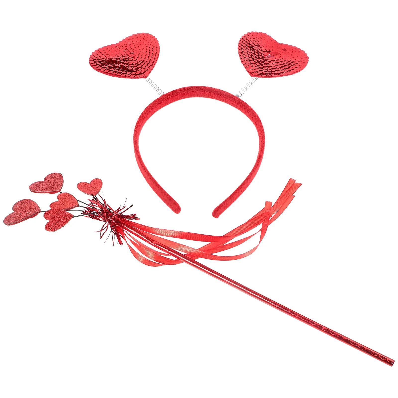 

Headband Set Valentines Day Accessories Girl Hair Bands Red Heart Plastic Sequin for Party Miss Girls Headbands