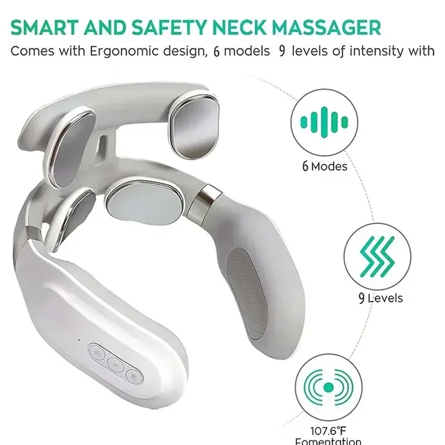 Neck Massage Machine 4 Head And Neck Protection Heating Machines Breathing Light Vibration Hot Compress Cervical Spine Machine 3