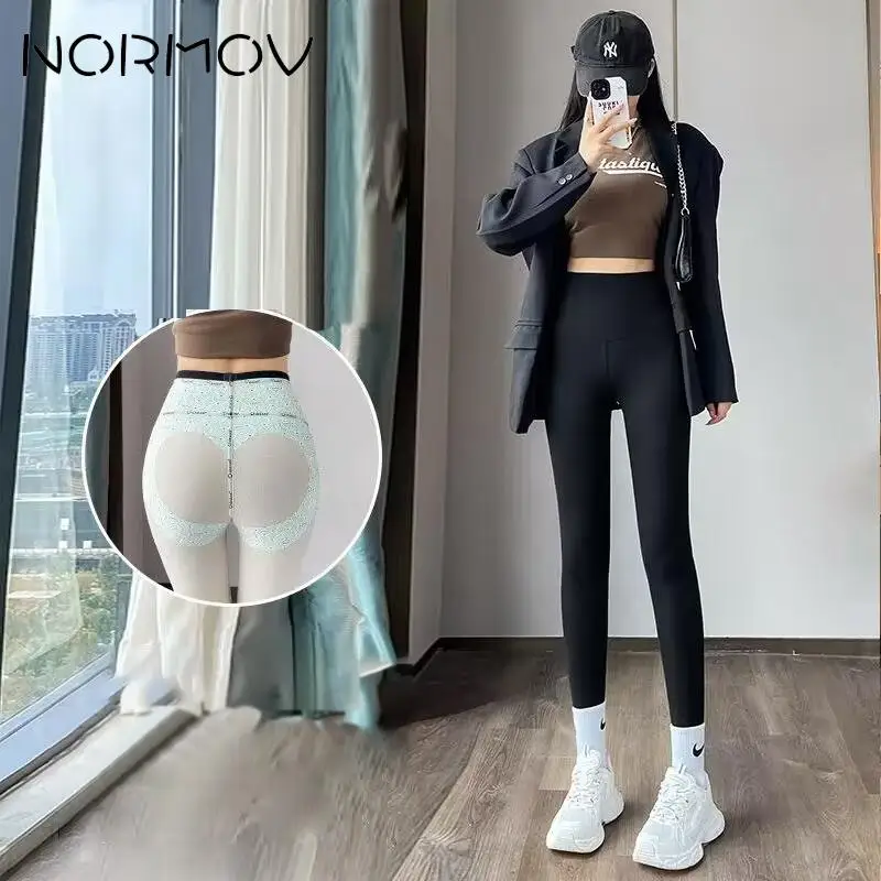 

NORMOV Thermal Velvet Slimming Pants with Fleece Winter Fleece Women Thicken Warm Yoga Pants Push Up High Waist Sports Leggings