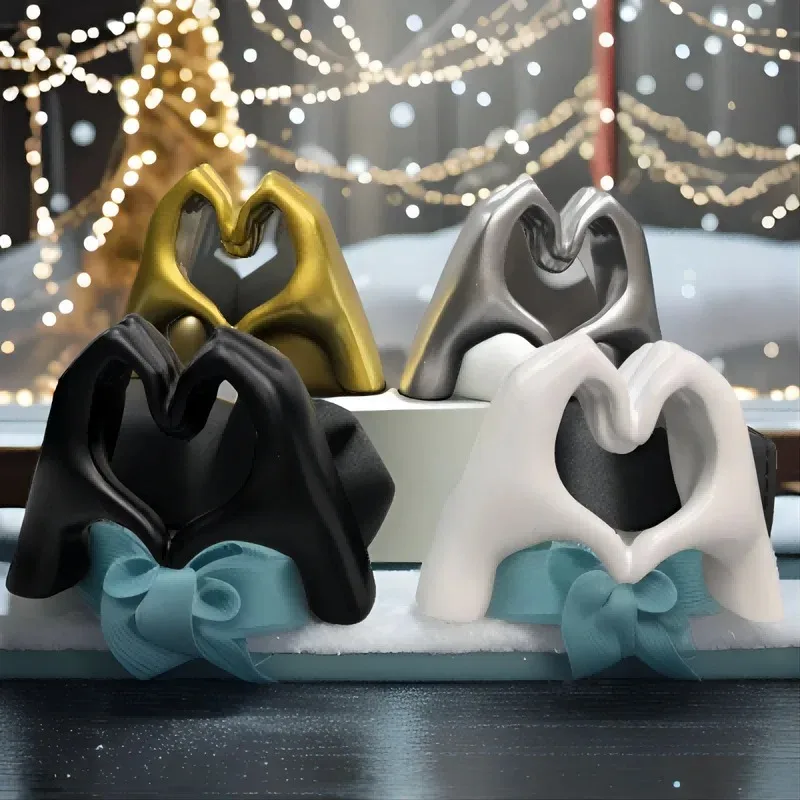 زخرفة ذهبية، تمثال يد على شكل قلب لتزيين غرفة المع...