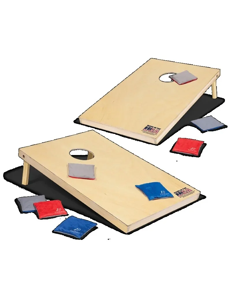 

Sports 2' x 3' Cornhole Boards - Natural Wood Bean Bag Toss Set with 8 Bean Bags