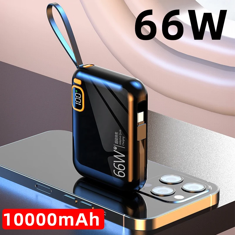 Portable Power Bank Mini Detachable USB to TYPE C Cable Two-way Fast Charger Mini Powerbank 10000mAh For iPhone Xiaomi Samsung leather detachable high level bracelets jewelry organizer box necklace ring portable travel storage box suitcase available