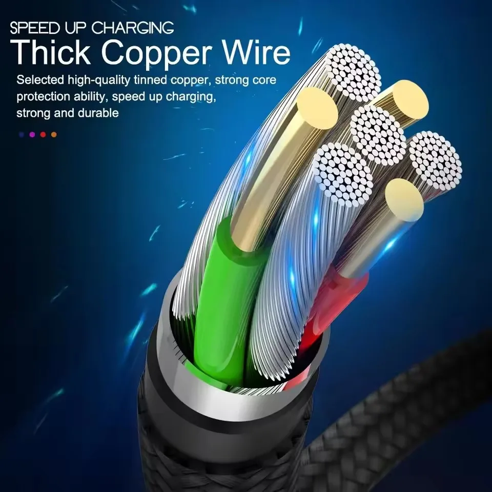 20W USB 고속 충전 케이블 (아이폰 X, XR, XS, 11, 12, 13 미니, 14 프로 맥스, 6, 6S, 7, 8, 14 플러스, SE용) 고속 충전 코드 나일론 편조 케이블