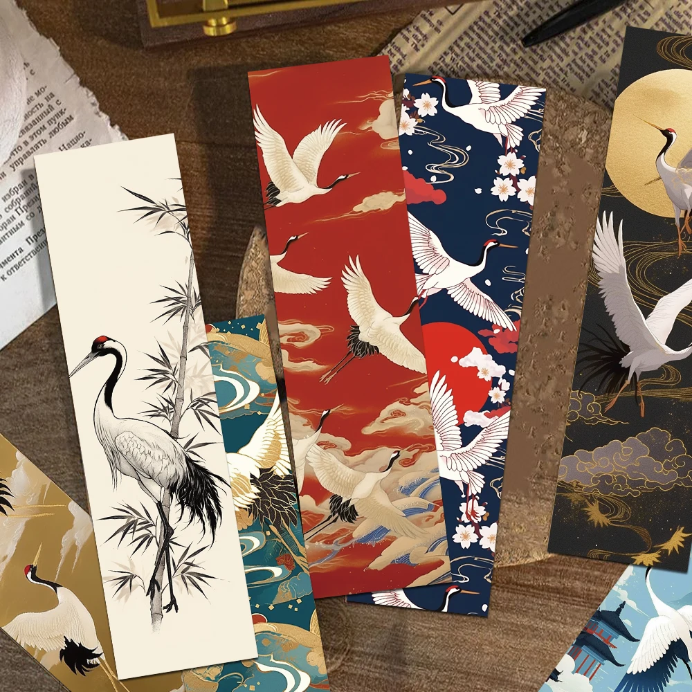 30pcs Colorful Vintage Cranes Bookmarks Reading Pages Books Marking School Stationary Supplies Paper Card DIY Aesthetic Bookmark