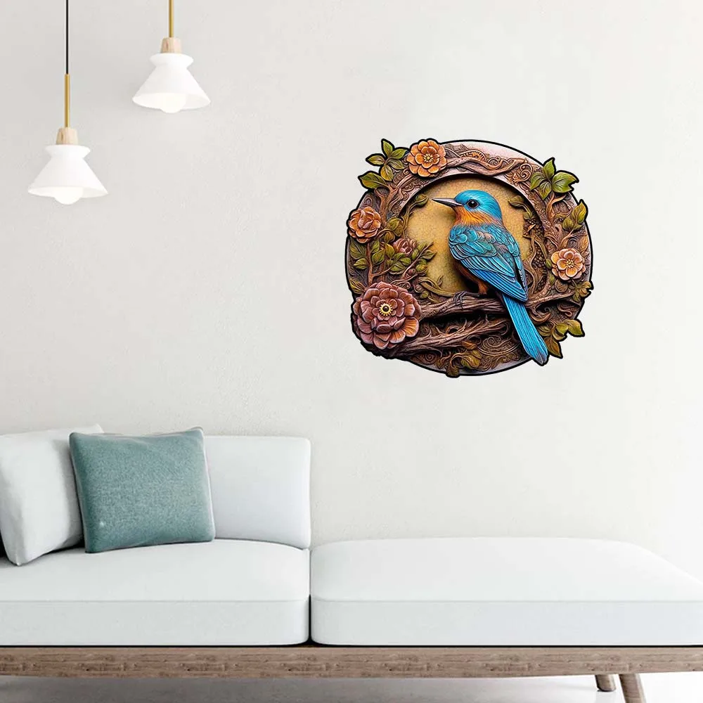 Round wooden puzzle Happy Valley bird themed personalized 3D puzzle adult gifts children's educational toys high difficulty game