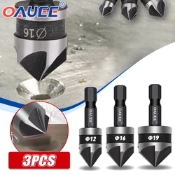 Oauee Hex Countersink Boring  Countersink Drill Bit 12/16/19mm  For Woodr Metal Chamfer Cutter  Chamfer Metal Drilling Bit Set
