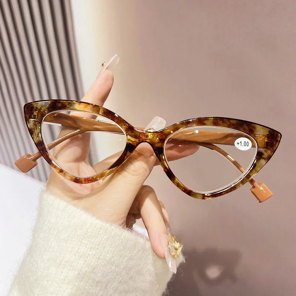Cat Eye Hyperopia Eyeglasses Anti Blue Light Reading Glasses for Women Men Trendy Colorful Floral Frame Presbyopia Glasses 4