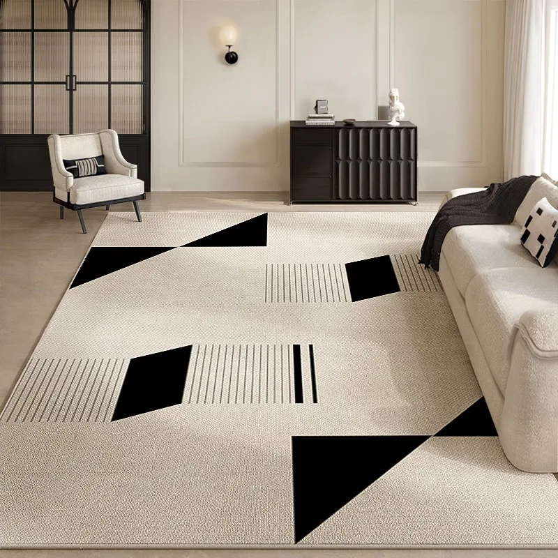 Black White Geometric Living Room Decorative Carpet Modern Minimalist Bedroom Carpets Line Art Study Room Rug Easy To Care Rugs 4