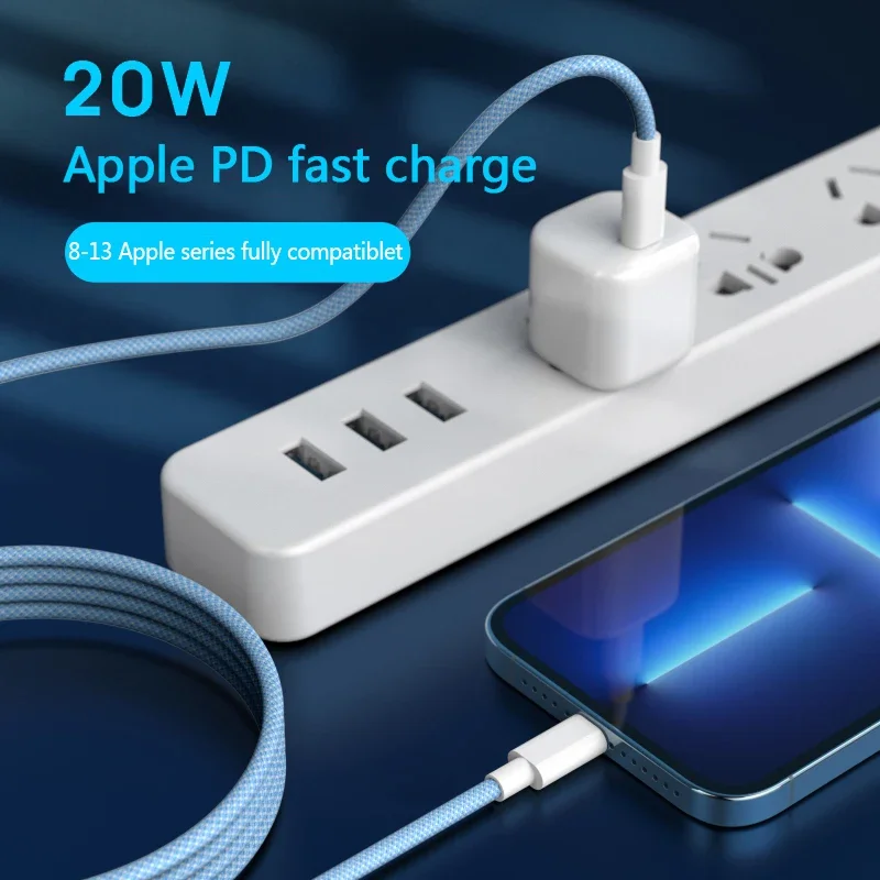 USB C to iOS Fast Charging Data Cable - 20W PD Charging Cord in 1M/2M Lengths