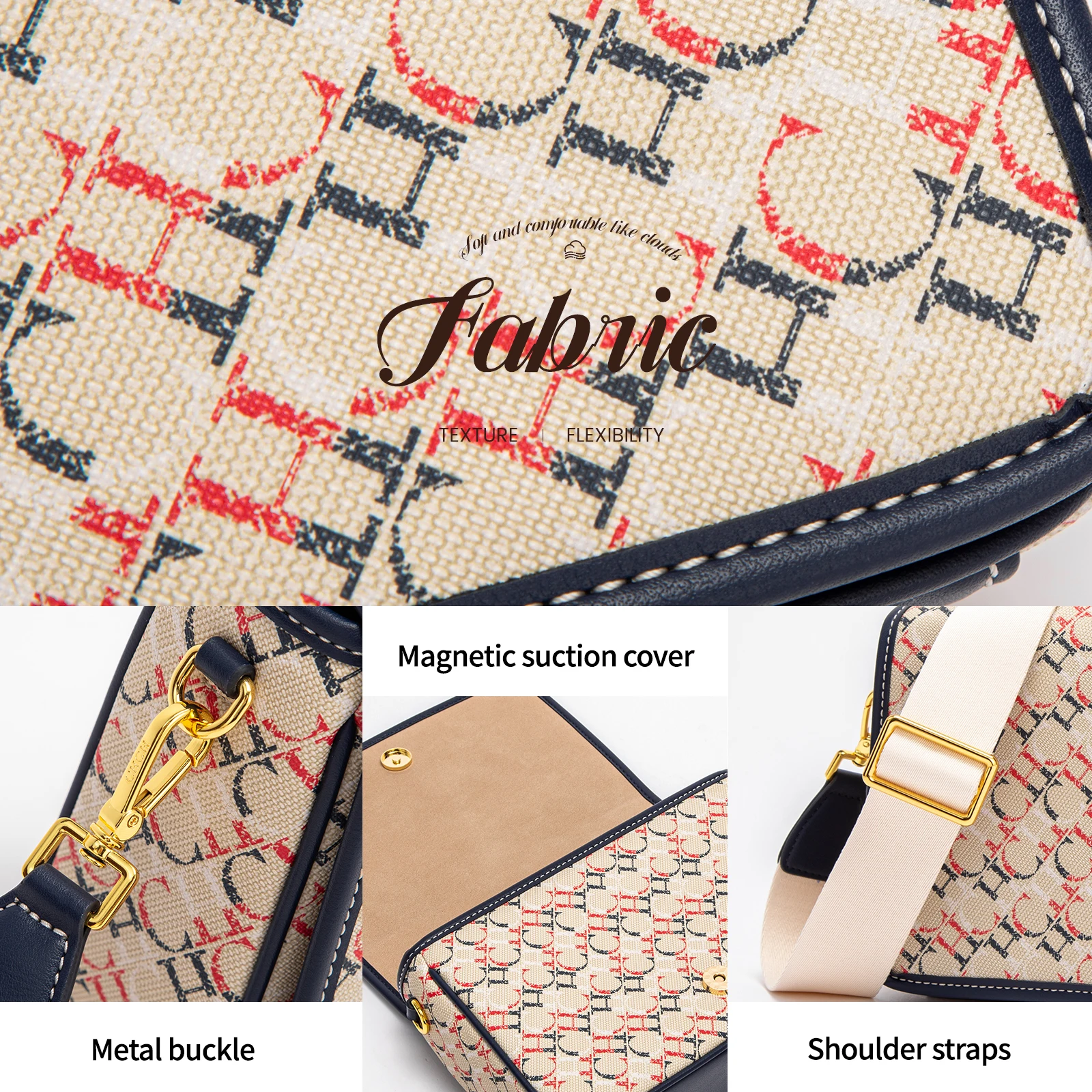 حقيبة كروس بودي كتف واحد للنساء ، أبجدية كلاسيكية...