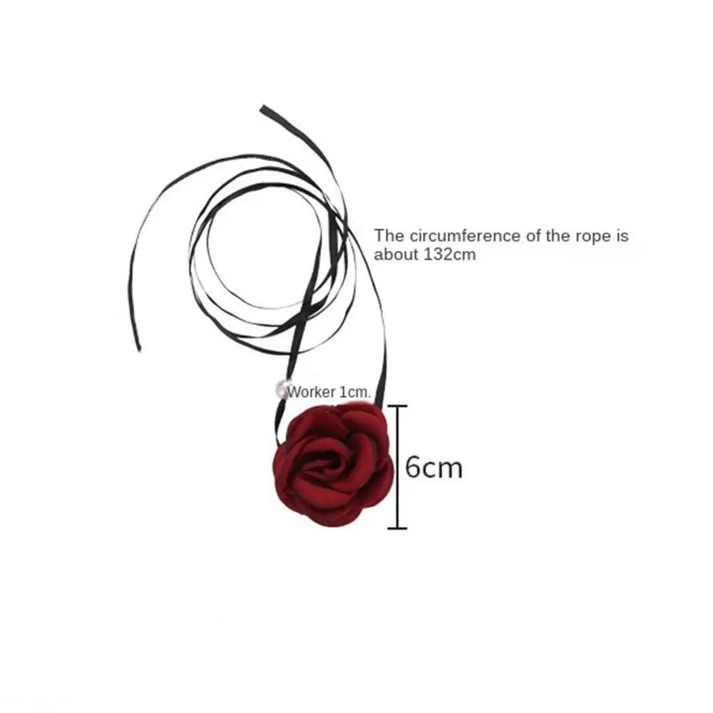 Cloth Rose Flower Adjustable Necklace for Women