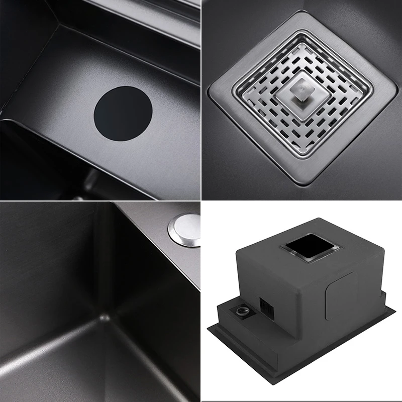 New Nanometer 304 Stainless Steel Handmade kitchen Bar Counter Sink Cover hidden Single Kitchen Small Size Kitchen Sink