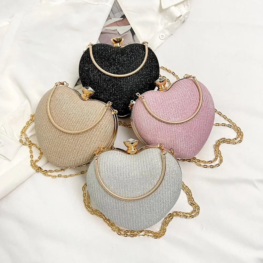 

Love Shape Evening Banquet Bag Retro Wrist Bag Glitter Ladies Clutch Bag Large Capacity Crossbody Bag Box Handbag Women