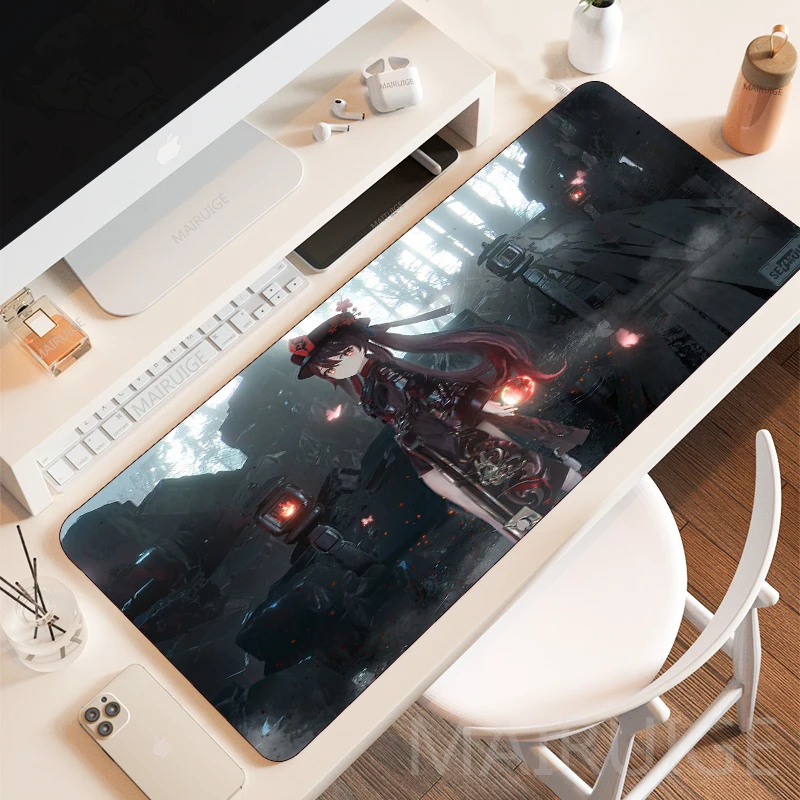 

400*900mm Genshin Impact Cute Hutao Large MousePad Gaming Accessories Mouse Pad Rug Keyboard Mousepad Rubber Desk Mat LOL Pads