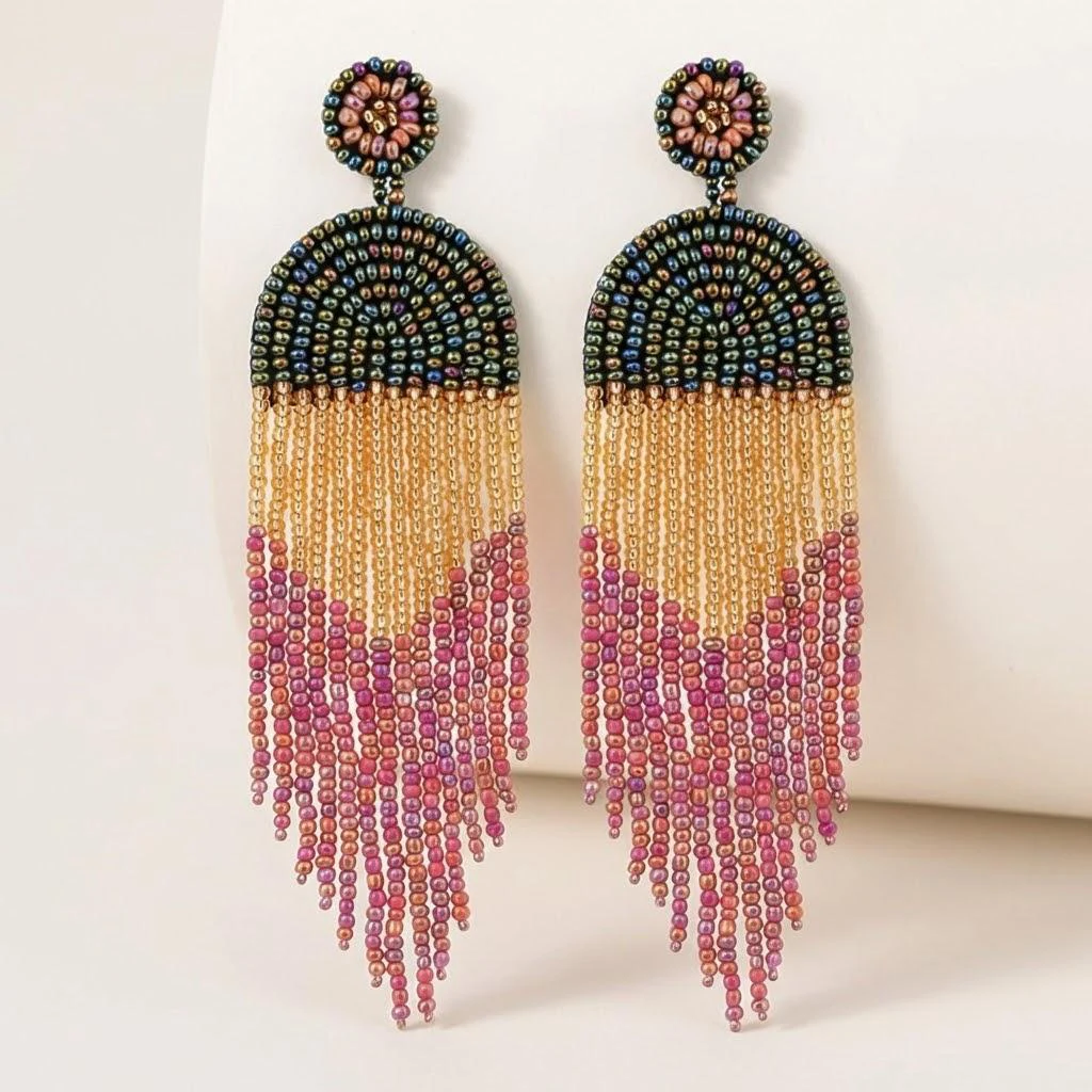 Boho Waterfall Tassel Earrings - Image 2