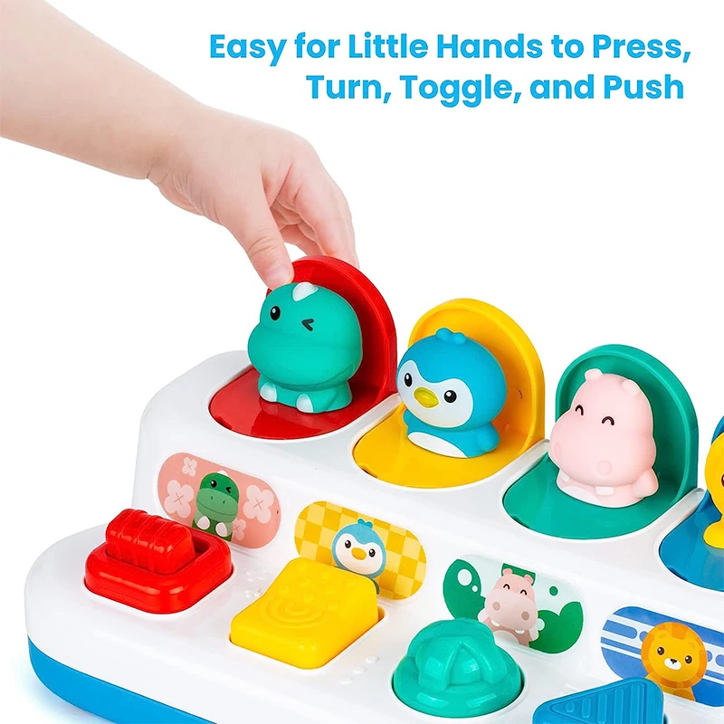 Baby Toys 6 to 12 Months Pop Up Animals Cause and Effect Toy Switch Box Baby Montessori Early Learning Development Sensory Toy 3