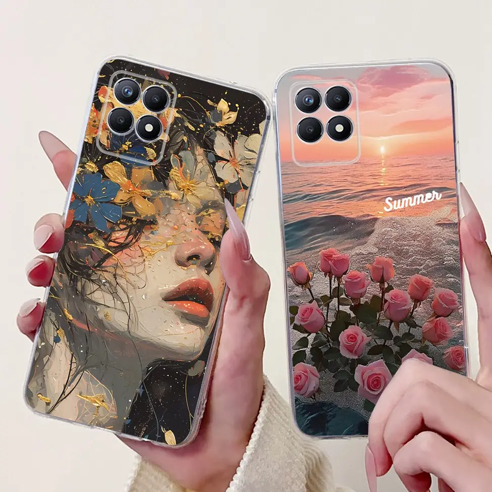 Luxury Butterfly and Love Flowers Clear Phone Case - Cool Painted Design