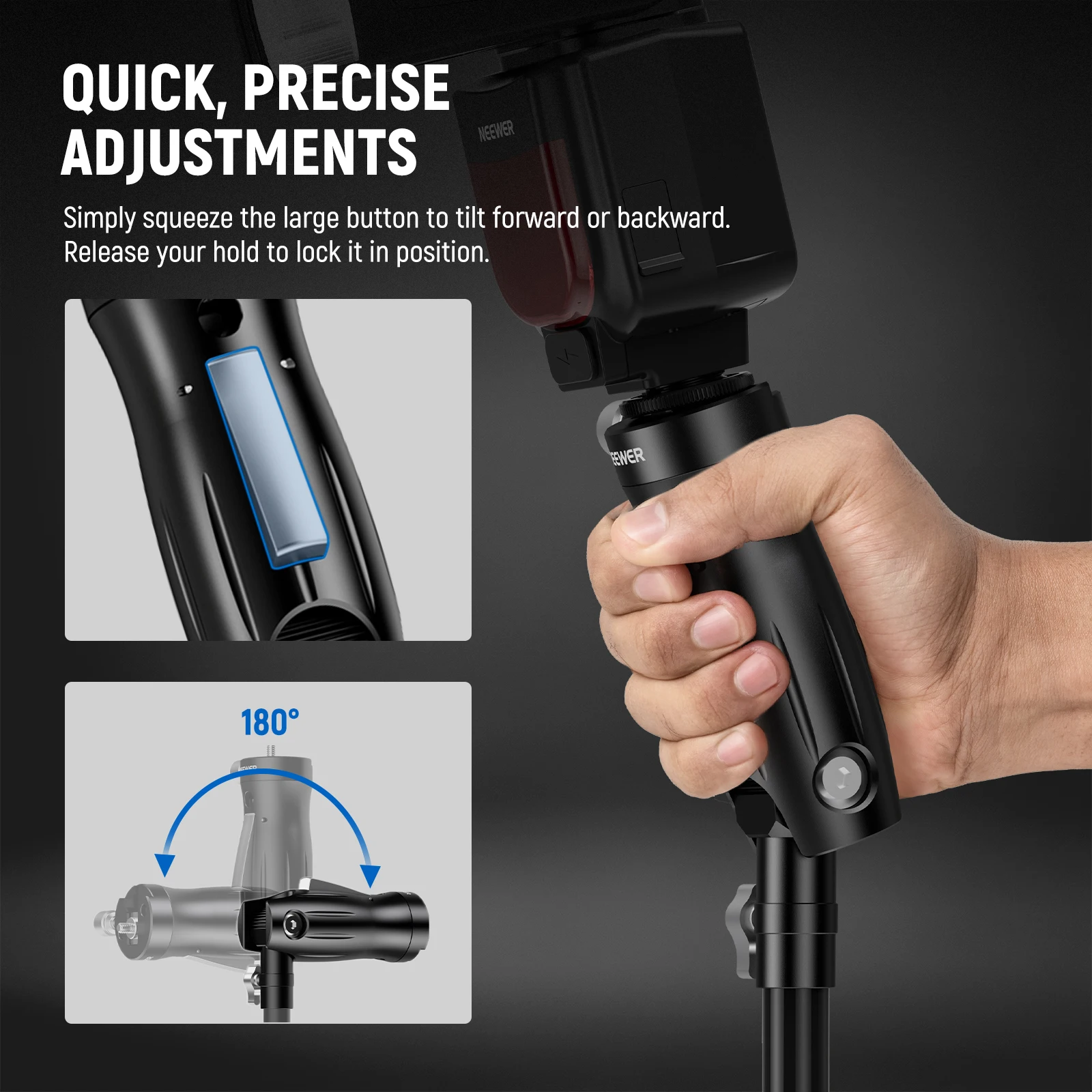 Neewer Cold Shoe Flash Bracket Mount with Pistol Handle Grip 1/4