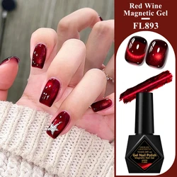 10ml Red Wine Magnetic Gel Nail Polish with Glitter - Long - Lasting Semi - Permanent UV LED Gel Varnish (A0090)