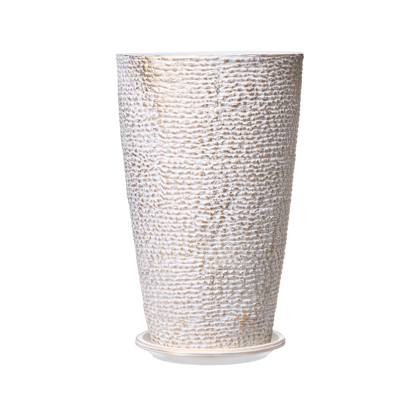 SucceBuy Set of 2 Tall Outdoor Planters 21"H Round Large Planters For Front Porch and Patio Stone Finish Flower Tree Plant Pots