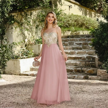 BABYONLINE فستان أنيق على شكل قلب للحفلات الراقصة مع صدرية مطرزة بالذهب وتنورة شيفون متدفقة لحفلات العودة للوطن والمناسبات الرسمية 2