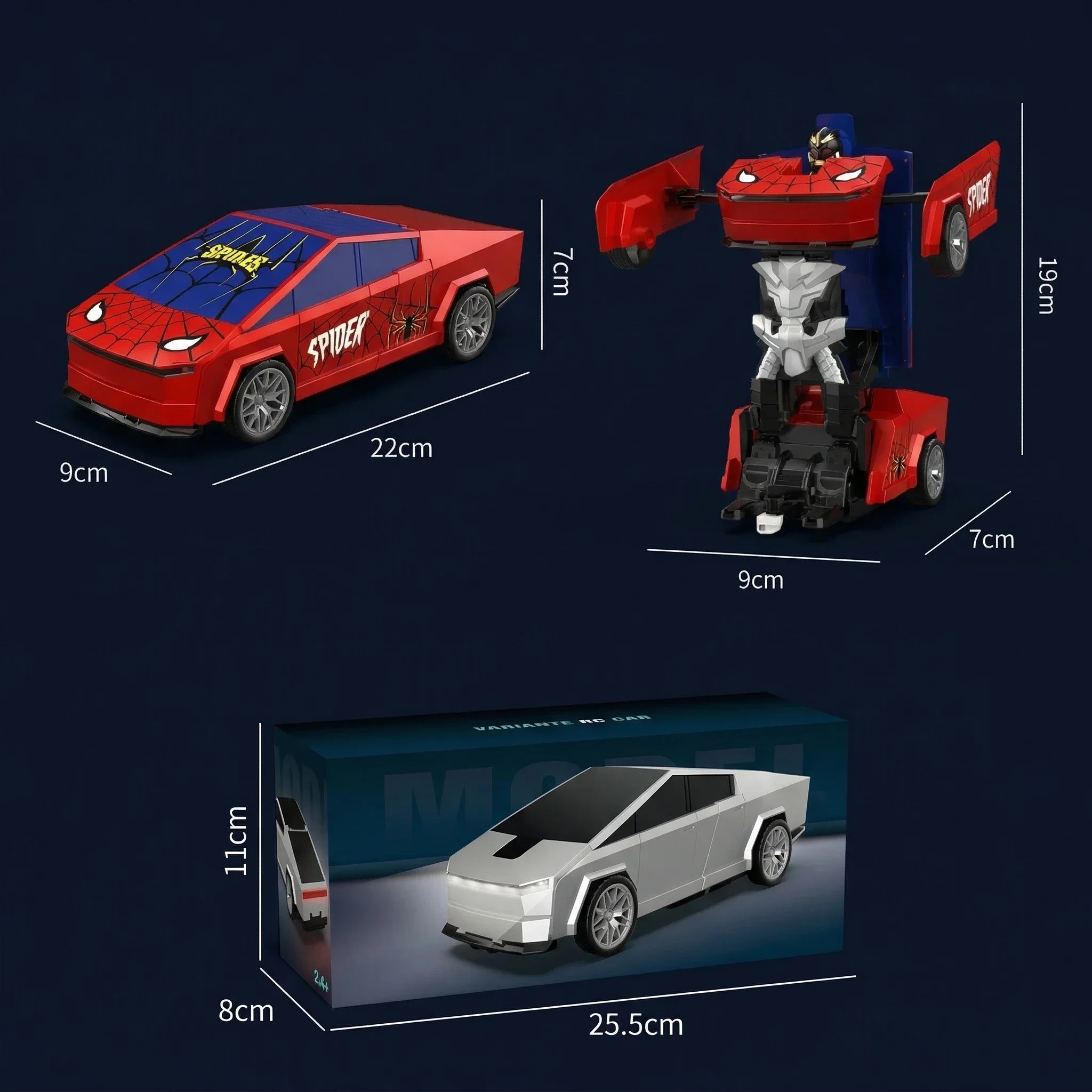 Robot RC Transformable 2-en-1 - Voiture Télécommandée Spider Cyber Pickup