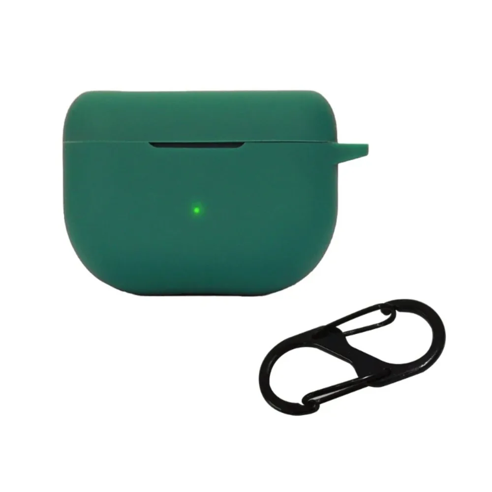 Shockproof Silicone Earphone Case with Hook - Solid Color, Anti-Scratch Protective Shell