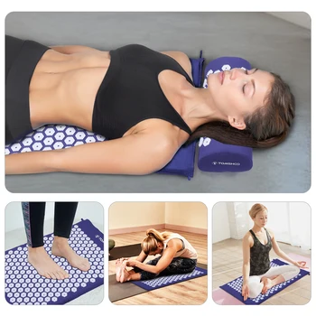 1 Set Massager Cushion Massage Yoga Mat Acupressure Relieve Pain Stress Back Body Pain Spike Mat Acupuncture Mat and Pillow Set 2
