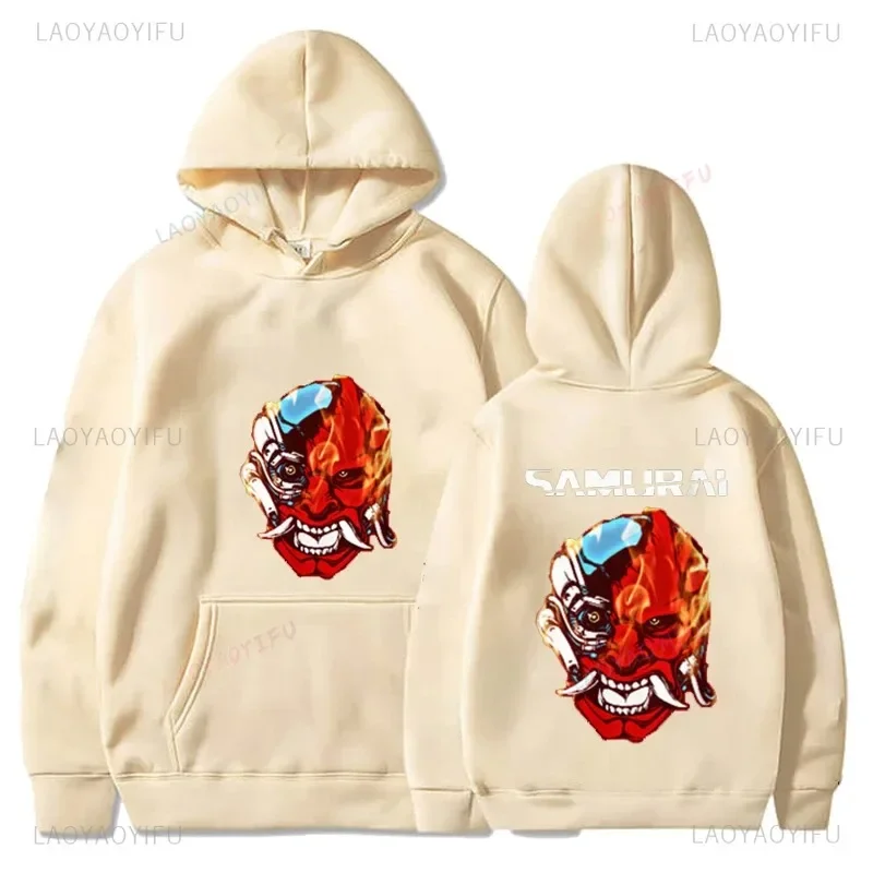 Street Fashion Harajuku Classic Samurai Retro Japanese Gaming 2077 Autumn Winter Sportswear Pullover Hoodies