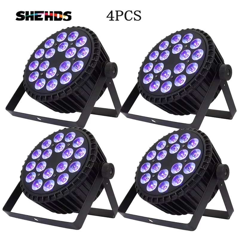4PCS Aluminum Alloy LED Flat Par 18x12W RGBW/18x18W RGBWA+UV LED Lighting DMX512 Disco Christmas Lights DJ Audience led light disco light led stage light mini led stage light