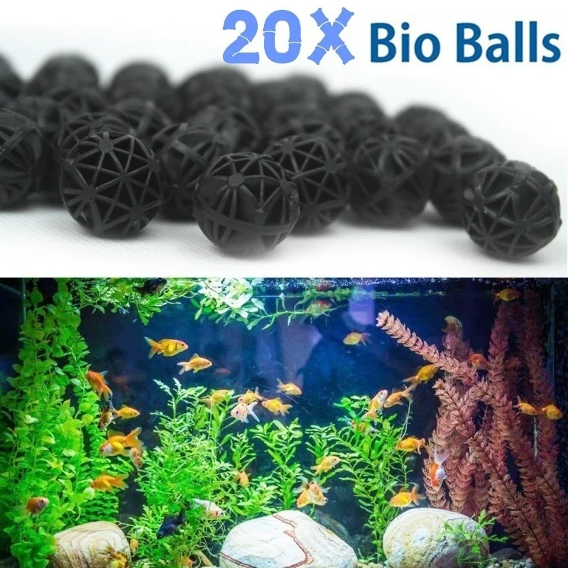 20Pcs Aquarium Pond Bio Balls 16mm Fish Tank Filter Media Marine Sum Water Quality Stabilizer