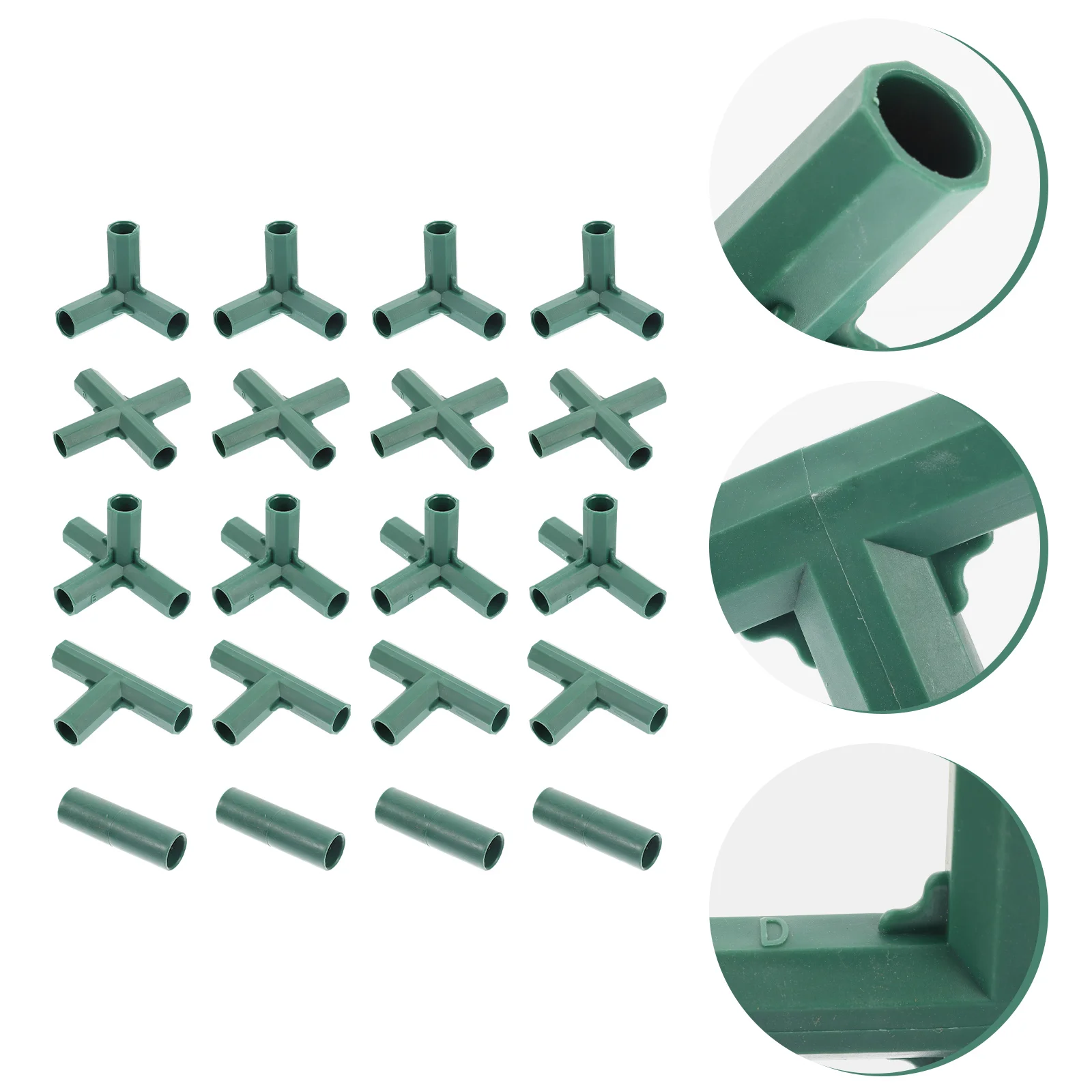 

20 Pcs Greenhouse Frame Greenhouse Connector Garden Pillar Straight Tee Supplies Fixing Connecting Tubes Supports Ladybug Plant