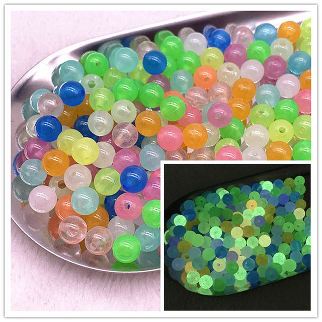 50pcs/lot  Strong Luminous Beads Glow In The Dark Fishing Loose Spacer Beads for Jewellery Marking DIY Necklace Bracelet