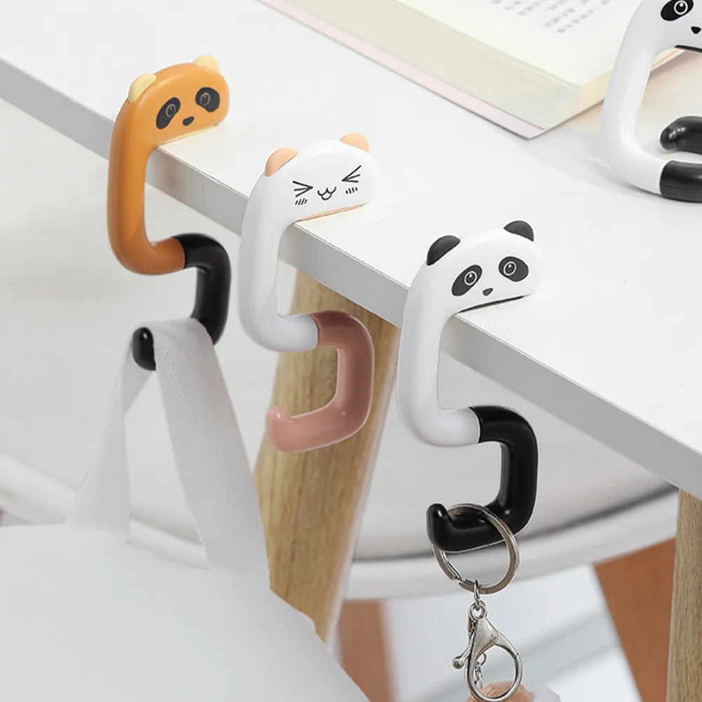 

4 Pcs Cartoon Animal Desktop Hook Coat Hangers Plastic Reusable Hooks Backpack Multi-function Abs Novelty Bag Handbag Student
