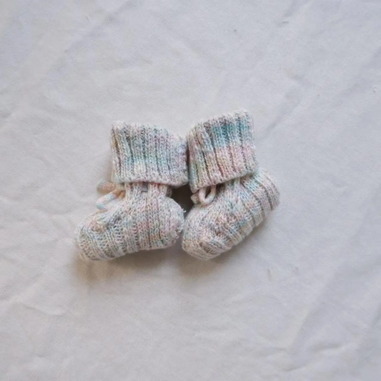 Infant Baby Neutral Booties 100% Cotton Knit Baby Socks Handmade Purple Ivory White Rainbow Baby Shoes Shower Gift 6