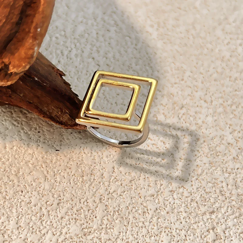 Fashion Hollow Wire Geometric Rings for Women Creative Versatile for Everyday Wear Mix Color Stainless Steel Finger Ring Jewelry