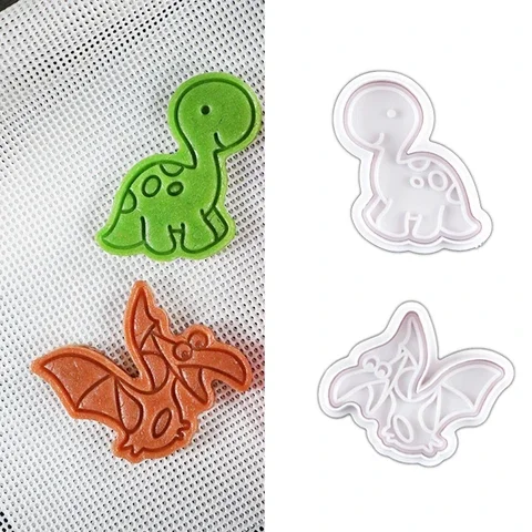 

4PCS Dinosaur Biscuit Embossing Mould Cookies Cutter Dinosaur Sugar craft Dessert Baking Silicone Mold for Soap chocolate