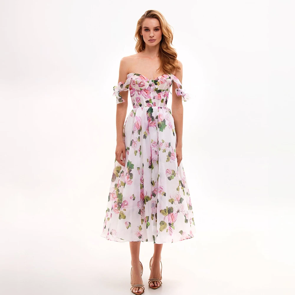 

Epoch Tender Floral Evening Dress فساتين مناسبة رسمية Elegant Off The Shoulder A-Line Cocktail Prom Gown For Sexy Women 2024