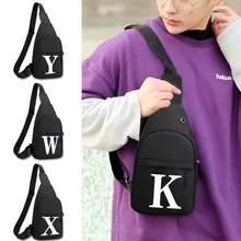 

2022 Trend Chest Bag for Men Canva Sport Crossbody Men Shoulder Bag Mobile Phone Chest Bag White Letter Pattern Printed Handbag