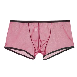 Men Elastic Underwear Attractive Low Rise See Through Briefs Mesh Boxer Shorts Breathable Underpants Pouch Lingerie Male Panties