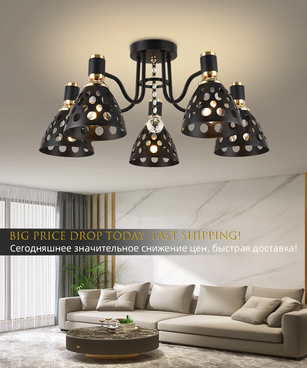 

Scandinavian Indoor Pendant Light E27 Lights,Chandelie for bedroom,living room, kitchen, dining room, Iron Cave Lampshade Design