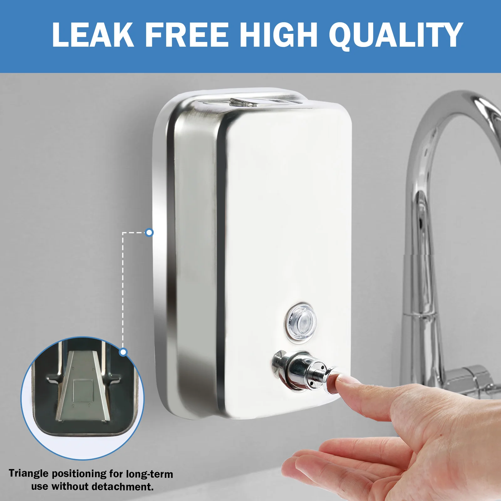 850ML/1050ML Soap Dispenser Stainless steel Wall Mount Bathroom Liquid Soap Detergent Shower Gel Storage Bottle Toilet Kitchen 6