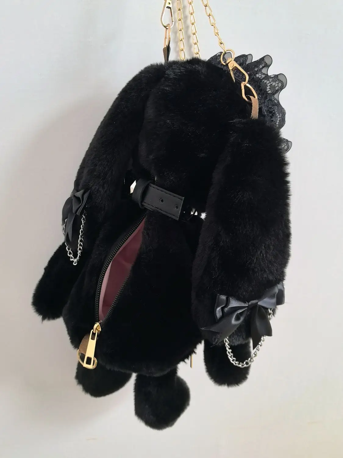 JIAERDI Gothic Rabbit Y2k Backpack Women Hot Girl Lolita Plush Doll Mini Backpack Ladies Cross Harajuku Black Mochila Aesthetic