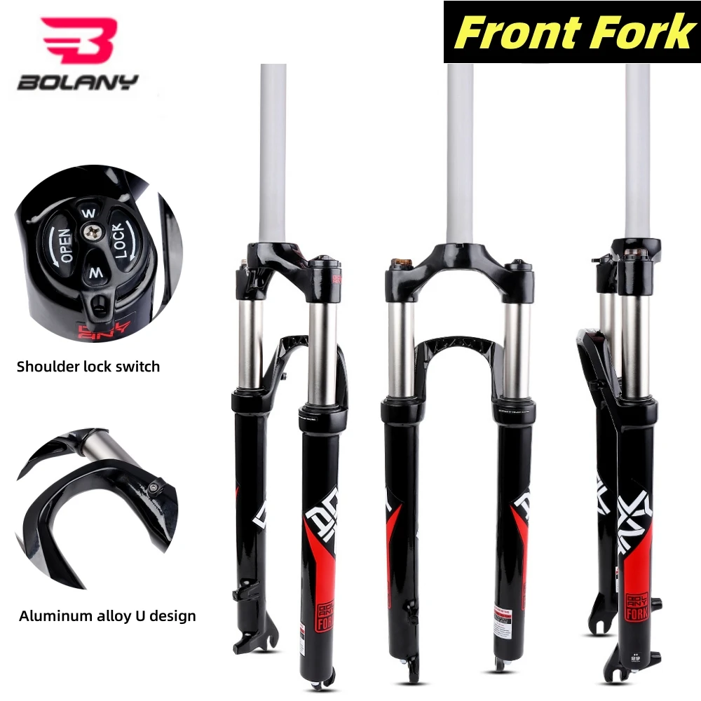Fourche de vélo Bolany 26/27.5/29" en alliage d'aluminium, fourche à suspension FKM001, tube droit, fourche mécanique, débattement de 105 mm, amortisseur